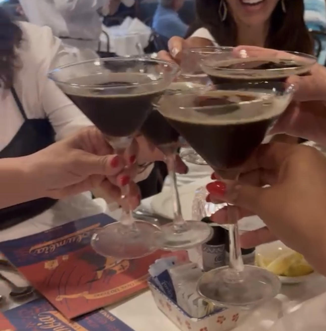 Book Fetish Momma toasting with espresso martinis at Columbia Restaurant